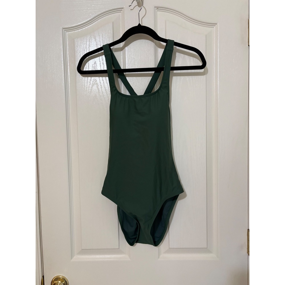 Quince Womens Forest Green Cross Back One Piece Swimsuit ATG001 Size XS NWT - Picture 9 of 9